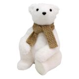 22CM WHITE SITTING BEAR GOLD SCARF