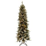 2.1M SNOWY PINE SLIMLINE TREE, 1286 TIPS, 200 LED